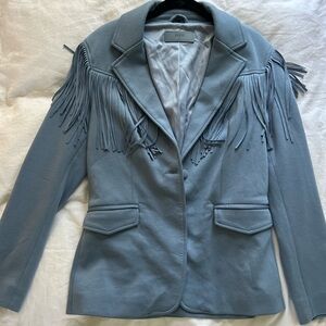 Blank NYC Light Blue Fringe Women's Blazer